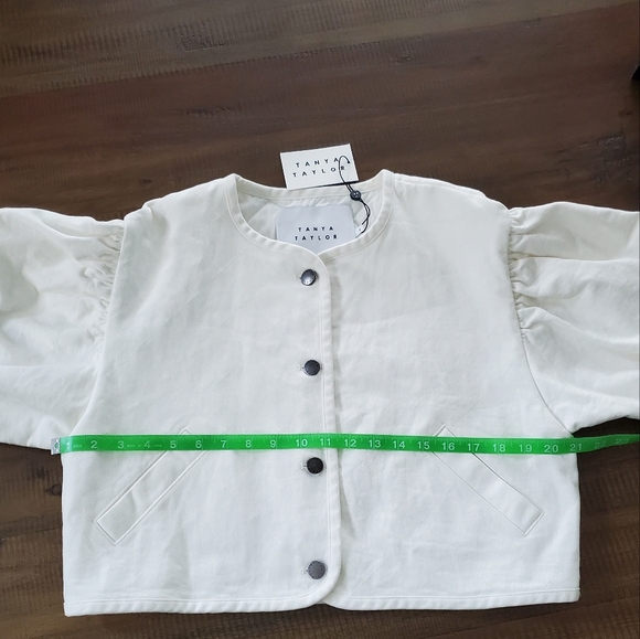 Tanya Taylor "Samantha" Puff Sleeve Cropped Jacket, Lined, Cream, Sm, NWT - Picture 11 of 16